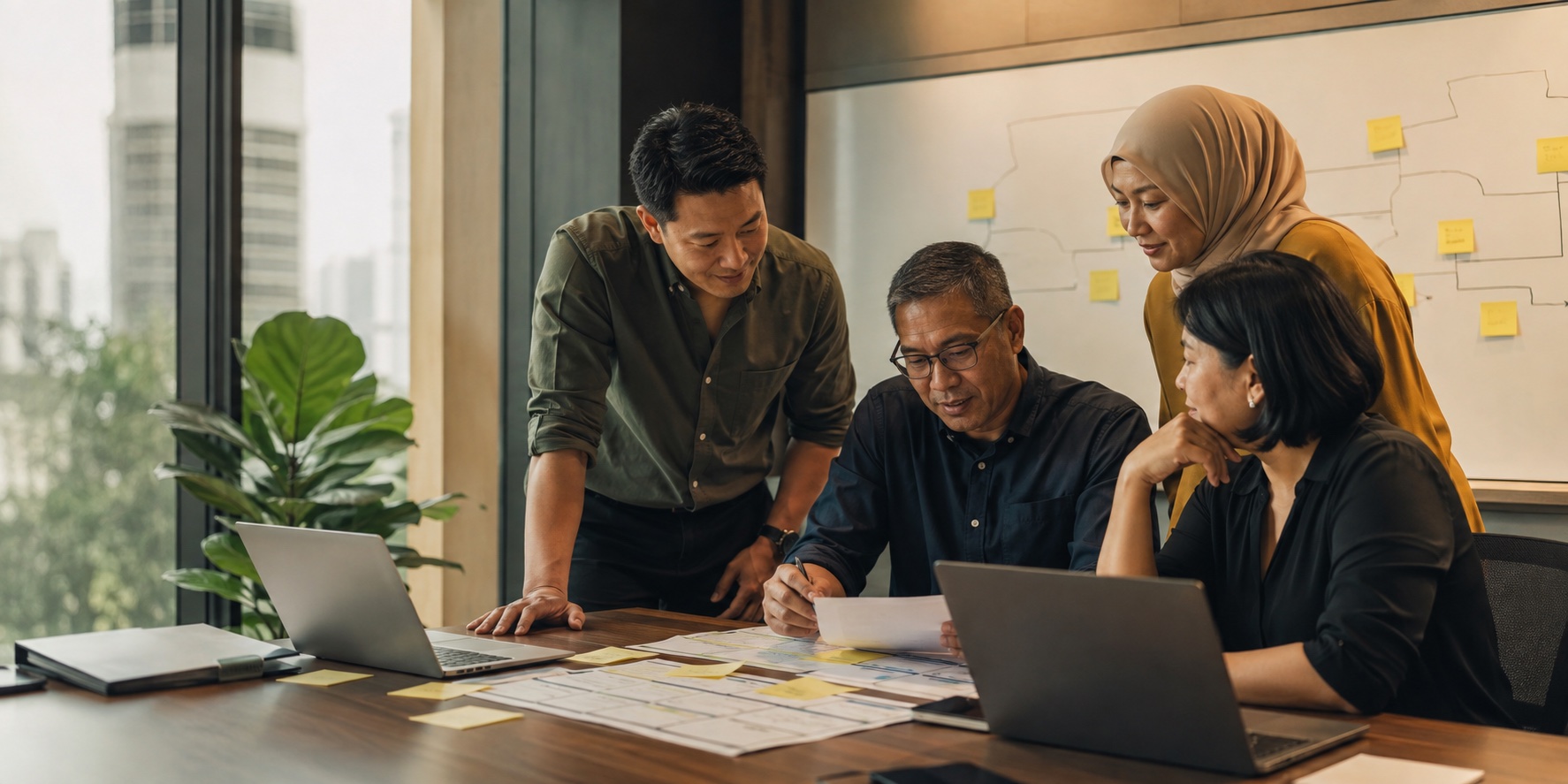 Operations team mapping a business process together